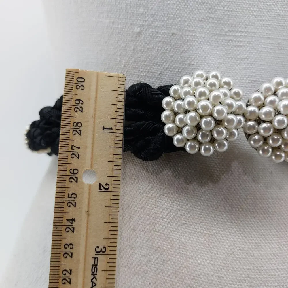 Vtg Womens Rope Pearl Cinch 80s Glam Belt Coquette XS